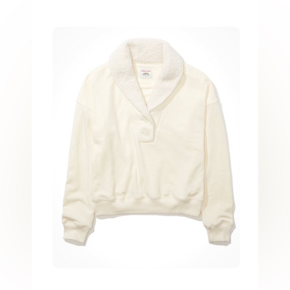 American Eagle Sherpa Colar Sweatshirt Cream